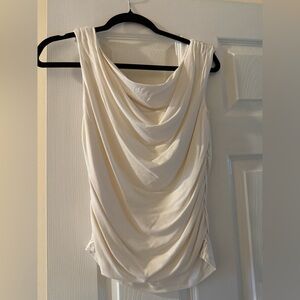 LOFT Cream Draped Neckline Top